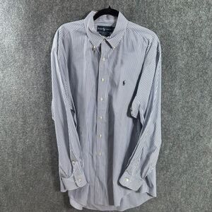 Pinpoint Oxford Blue Stripes Ralph Lauren Yarmouth  17 34/35‎ Pinpoint Oxford